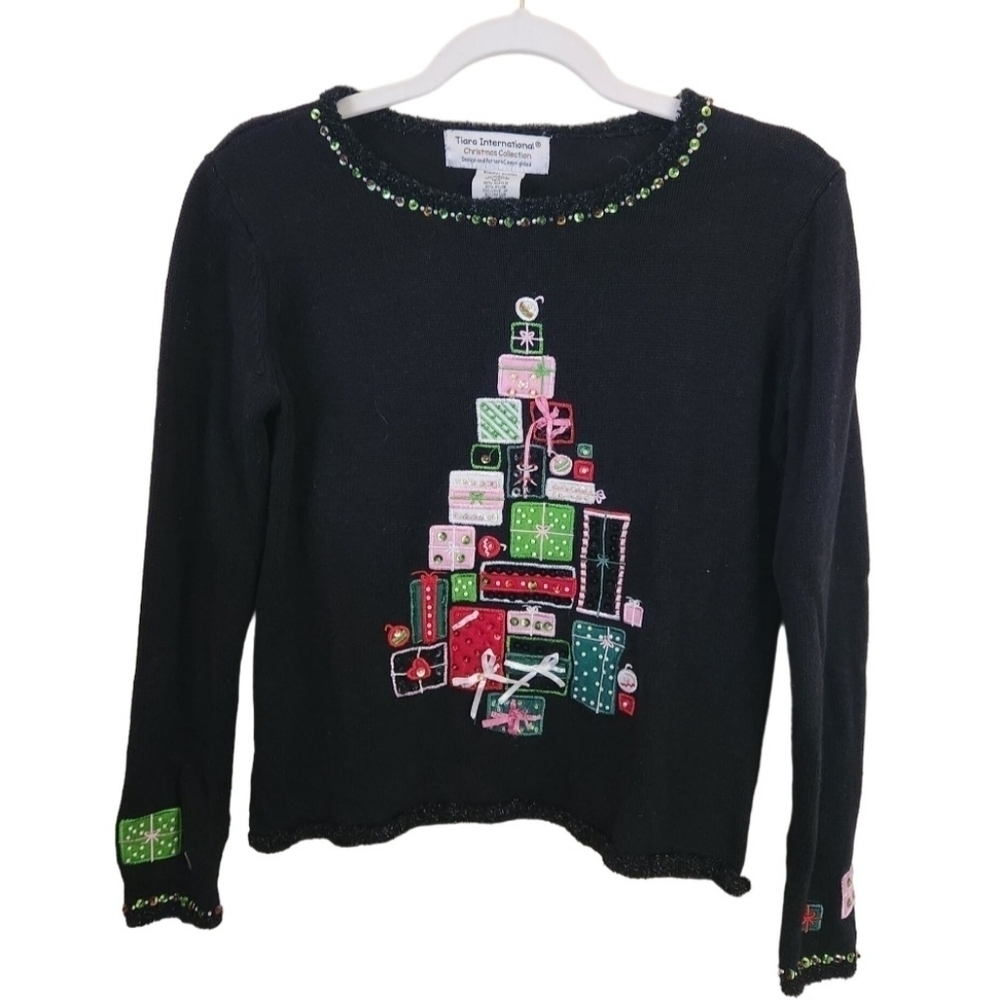 Tiara International Embroidered Ugly Christmas Sweater Size S